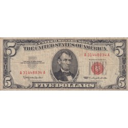 STATI UNITI 5 DOLLARI 1963 BOLLO ROSSO